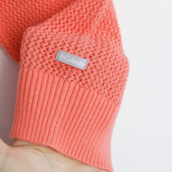Columbia knit mesh net orange cotton sweater Small - Picture 5 of 6